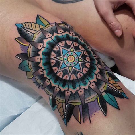 under knee tattoo ideas|mandala knee tattoo design.